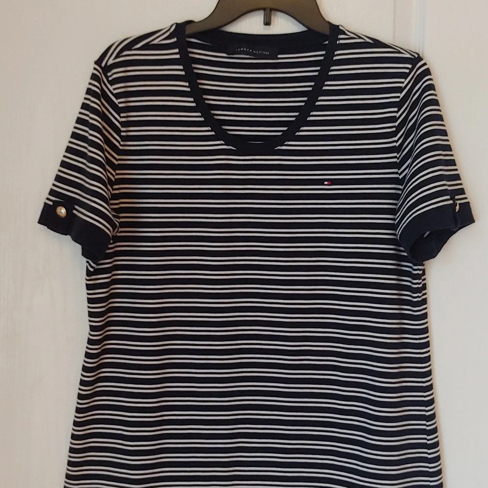 Tommy Hilfiger Navy/White Scoop Neck Cotton Dress. Size Large - Picture 2 of 8